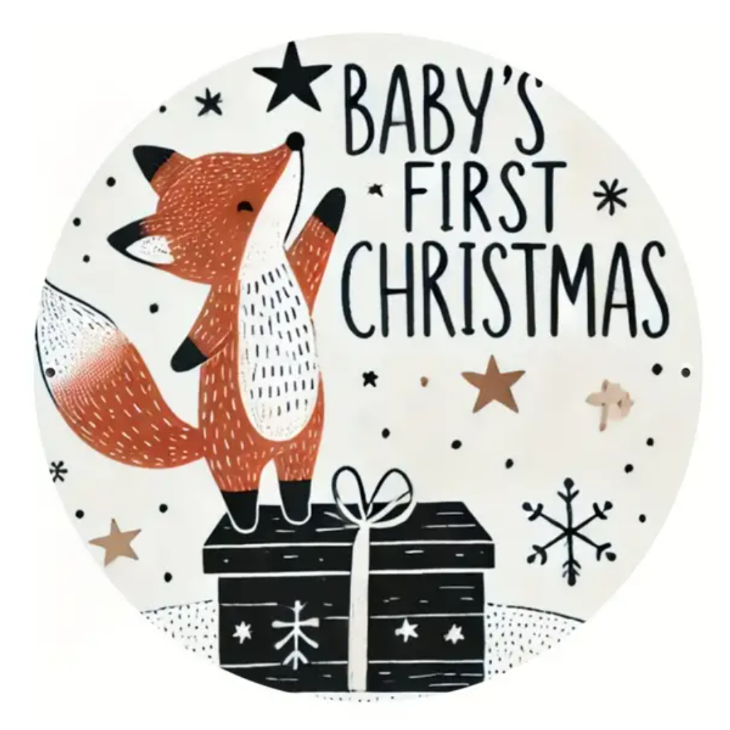 Aluminium Cirkel 'Baby's First Christmas'