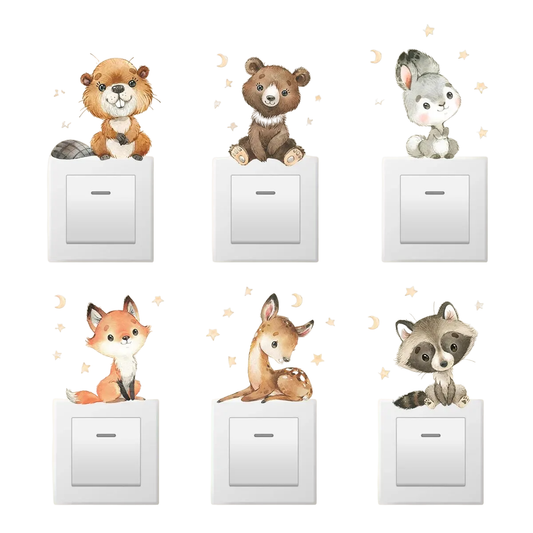 Schattige Dieren Lichtknop Stickers