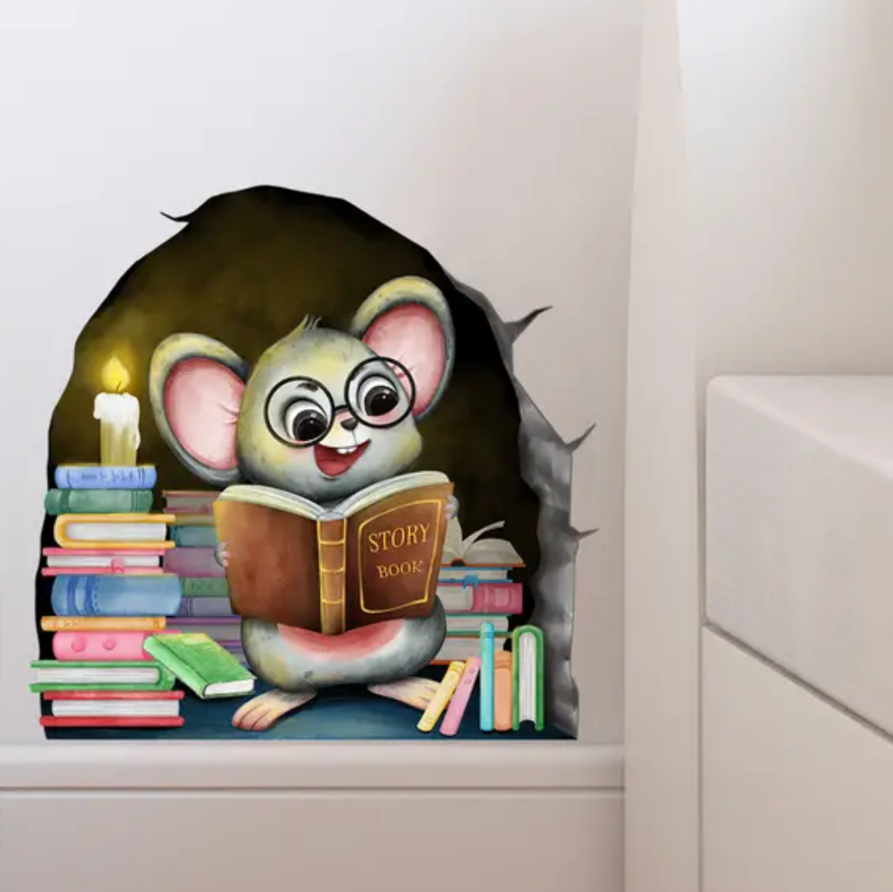 Sticker 'Slimme Muis met Boeken'