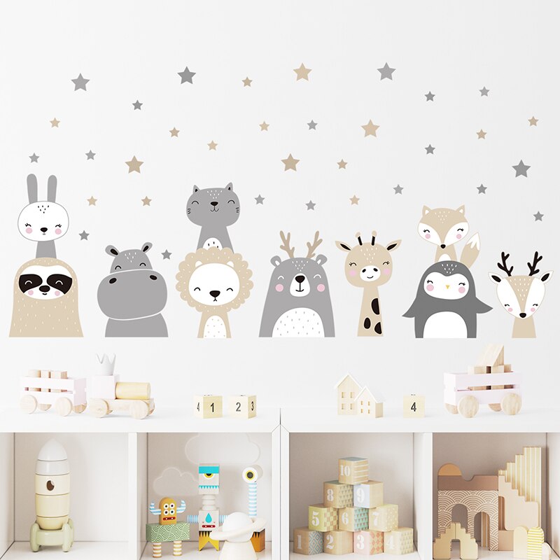 Muursticker Kawaii Dieren & Sterren