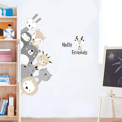 Muursticker Kawaii Dieren 'Hello Friends'