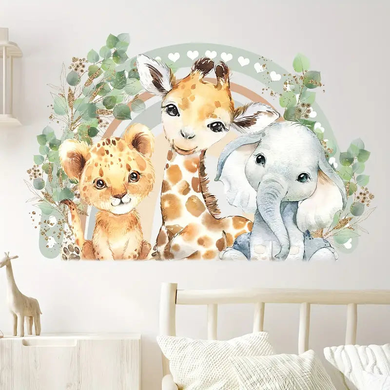 Muursticker Leeuwin, Giraffe & Olifant