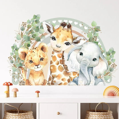 Muursticker Leeuwin, Giraffe & Olifant