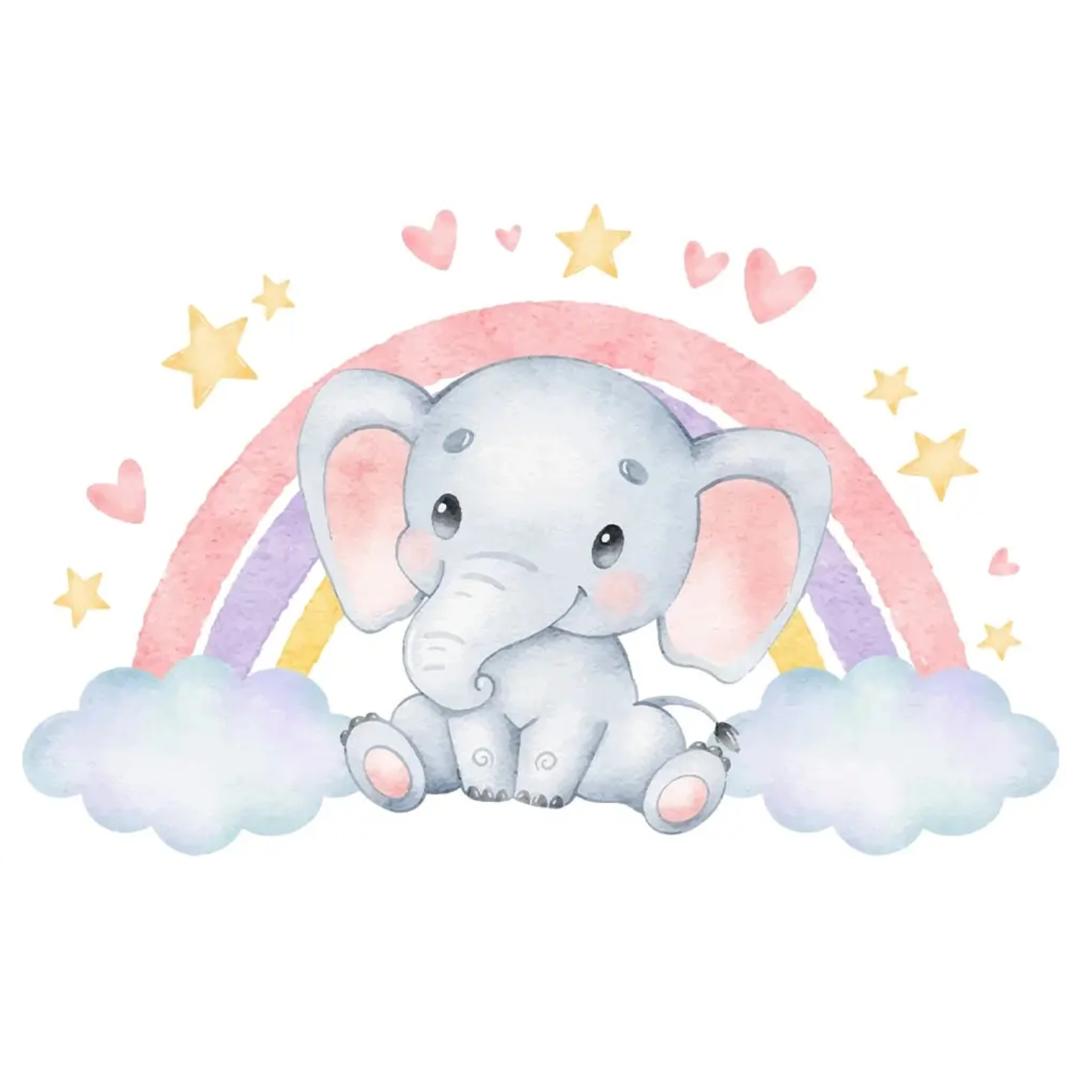 Muursticker 'Olifant met Regenboog' detail