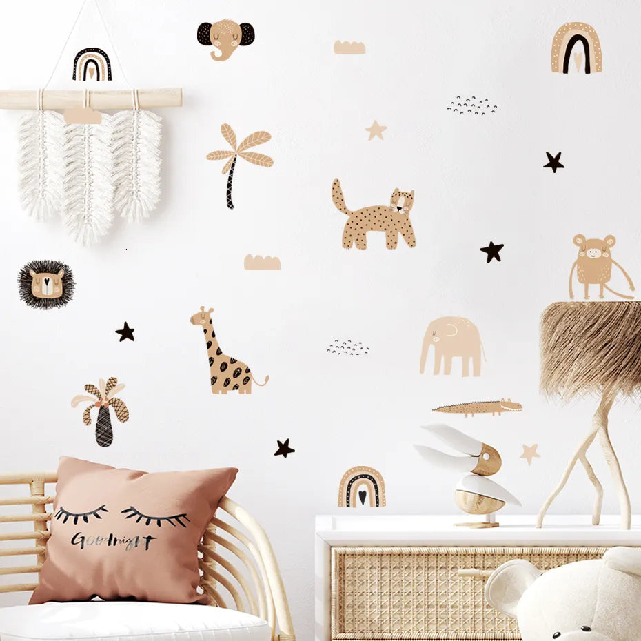 Jungle dieren stickers kinderkamer