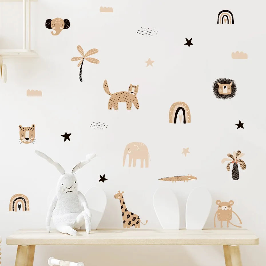 Muursticker 'Beige Wilde Dieren'