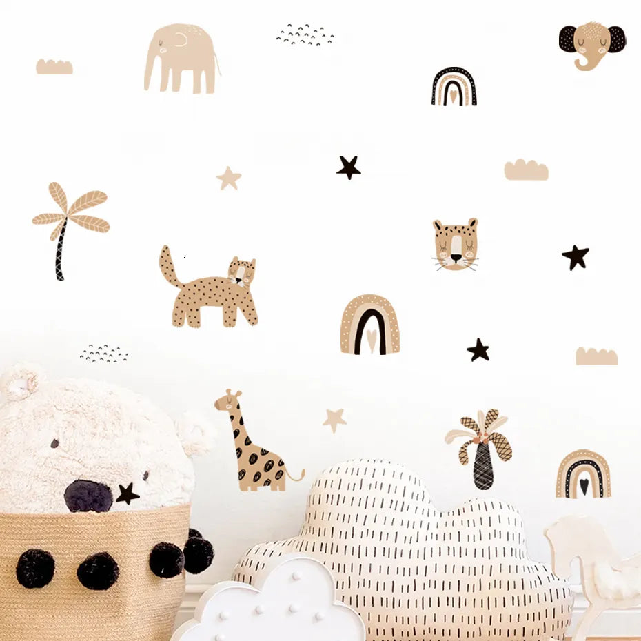 Muursticker 'Beige Wilde Dieren'