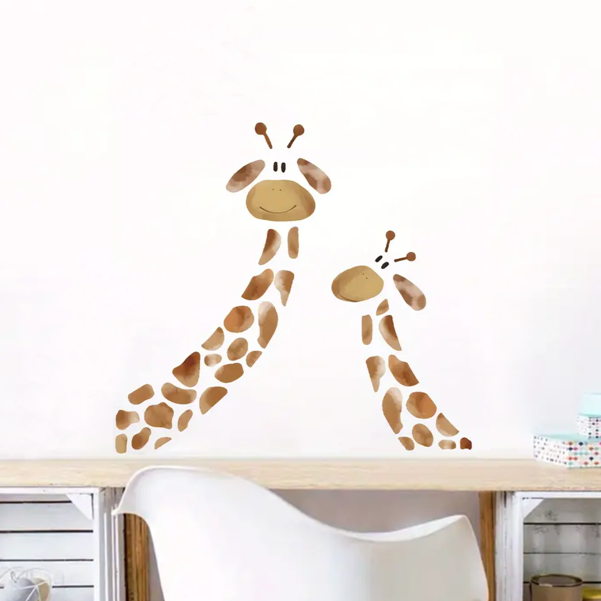 Muursticker 'Blije Giraffen'