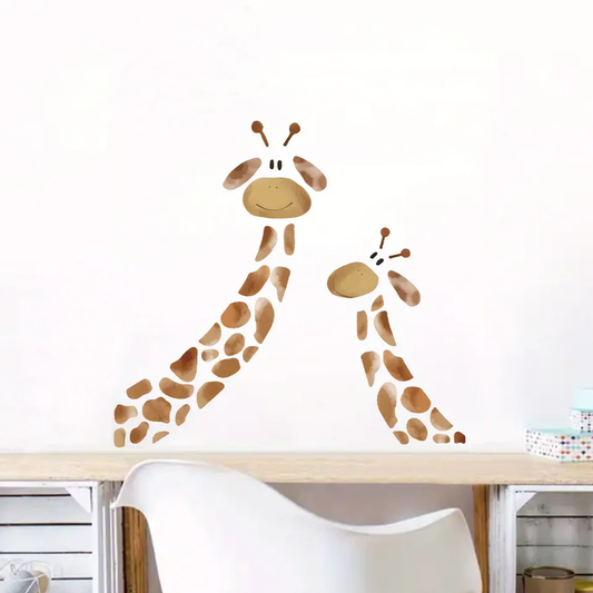 Muursticker 'Blije Giraffen'