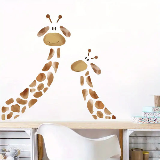 Muursticker 'Blije Giraffen'