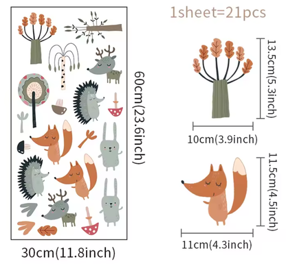 Muursticker 'Dieren in het Bos' detail