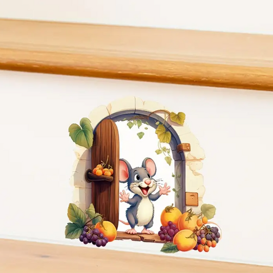 Muursticker 'Muis met Fruit'