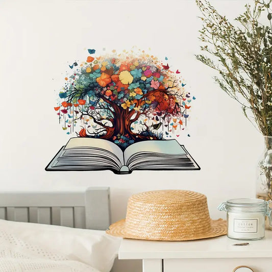 Muursticker 'Boek met Kleurrijke Boom'