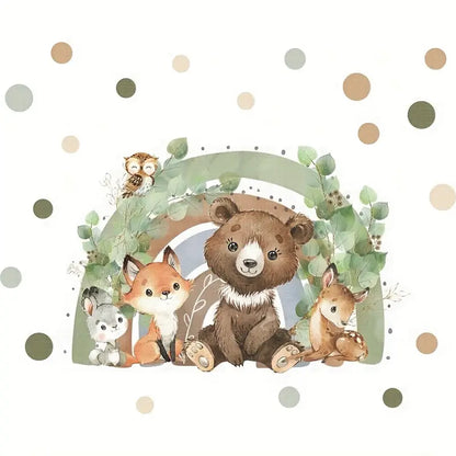 Muursticker 'Pluizige Dieren Regenboog'