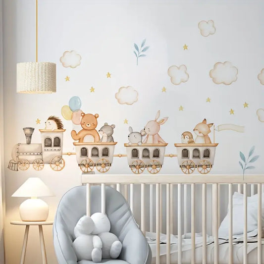 Muursticker 'Treintje met Dieren'