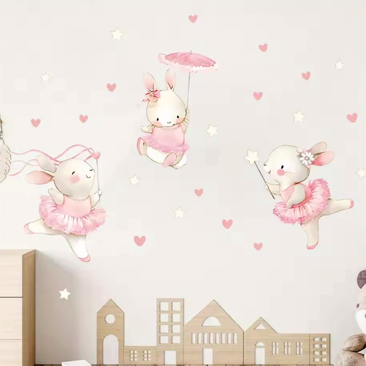 Muursticker 'Konijnen met Tutu's'