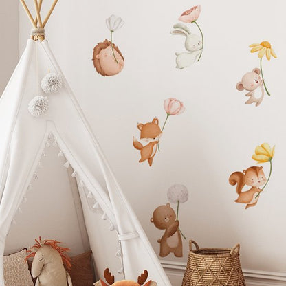 Muursticker 'Dieren met Bloemen'