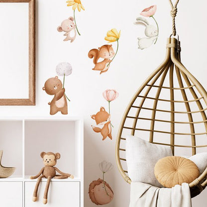 Muursticker 'Dieren met Bloemen'