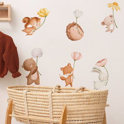 Muursticker 'Dieren met Bloemen'