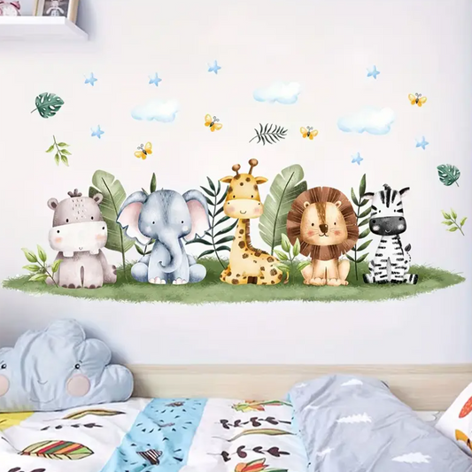 Muursticker 'Jonge Jungle Dieren'