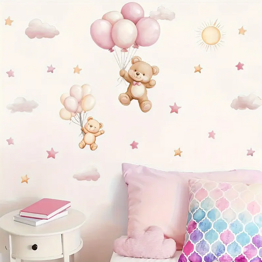Muursticker 'Beren, Ballonnen & Sterren'