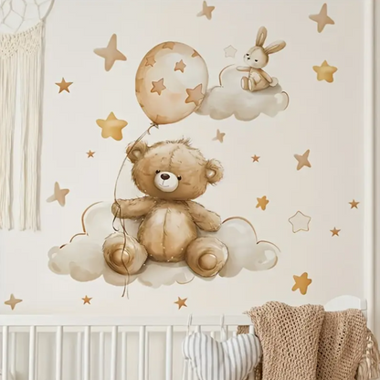Muursticker 'Teddy, Bunny & Ballon'