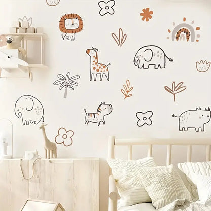 Muursticker 'Afrikaanse Lineart Dieren'