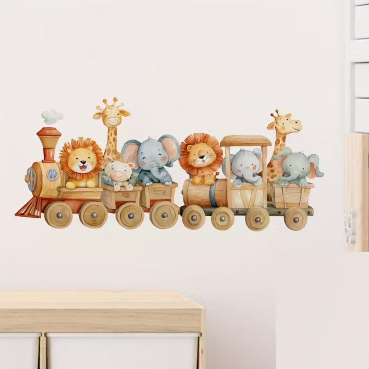Muursticker 'Vrolijke Dieren in Trein'