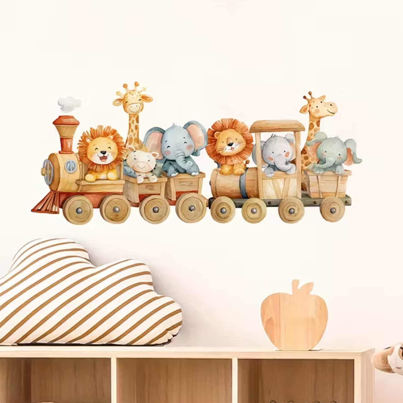 Muursticker 'Vrolijke Dieren in Trein'