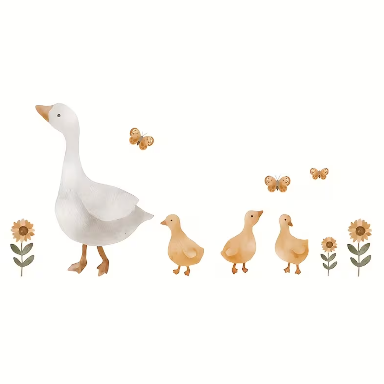 Muursticker 'Moedergans met Kuikens'