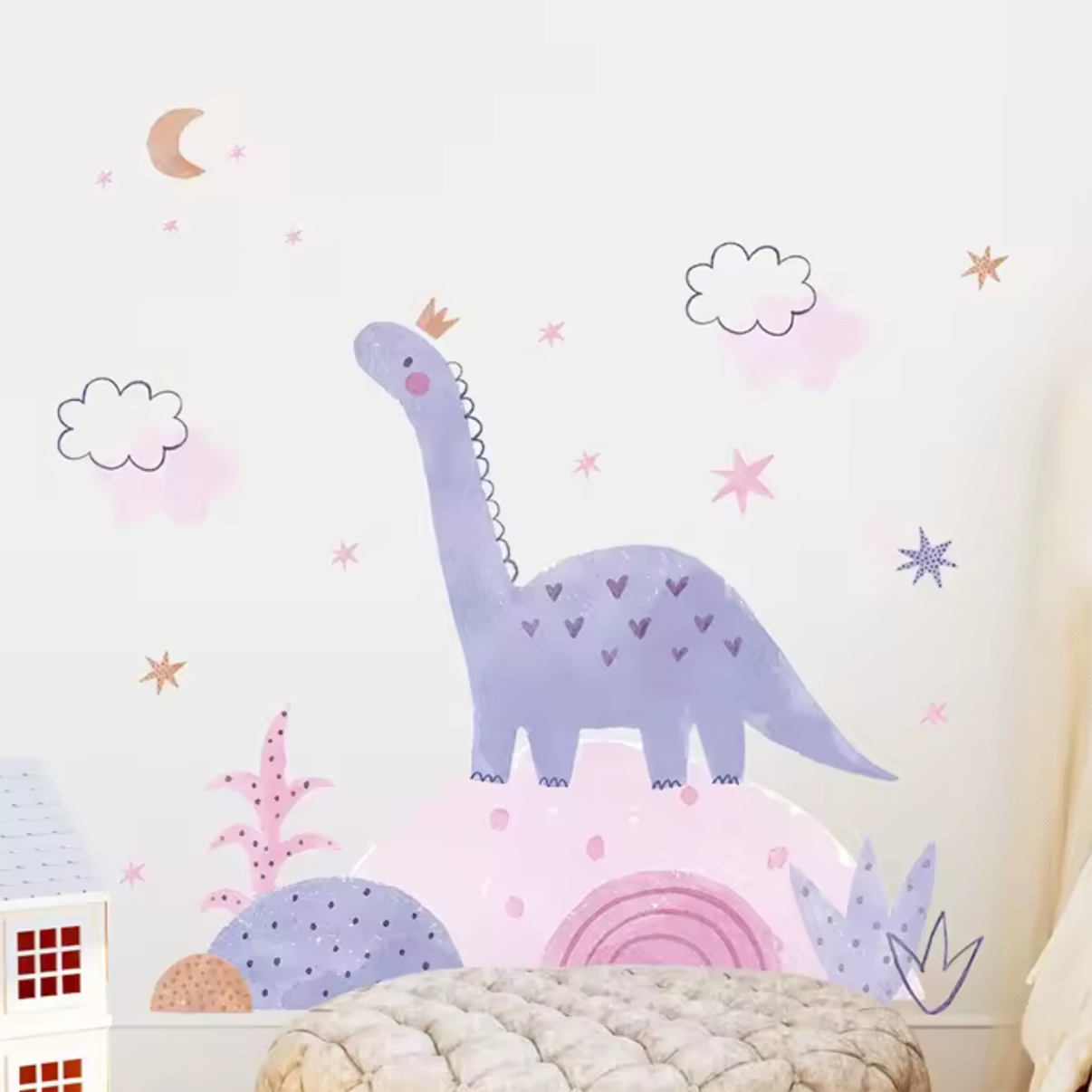 Muursticker 'Paarse Dinosaurus'