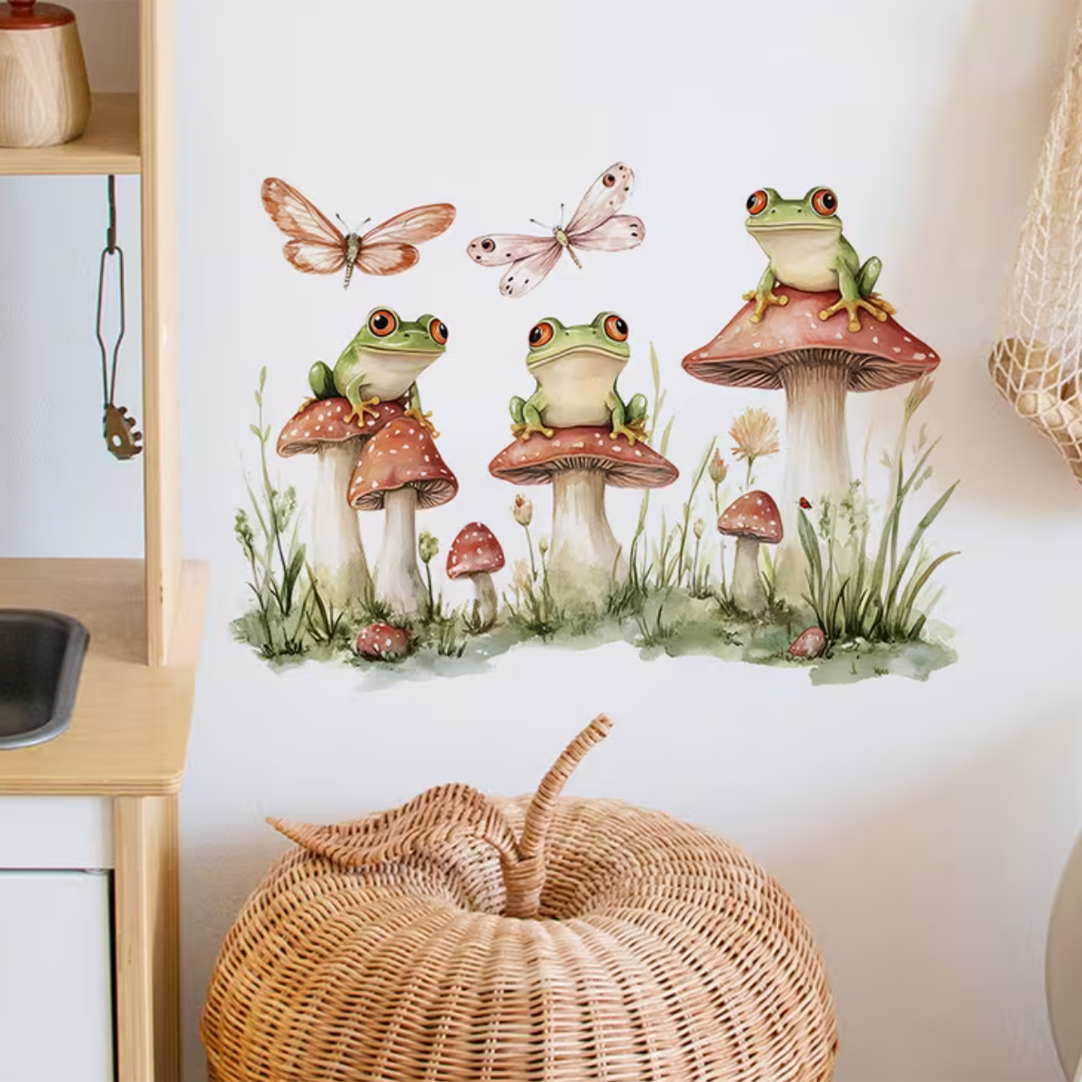 Muursticker 'Kikkers op Paddenstoelen'