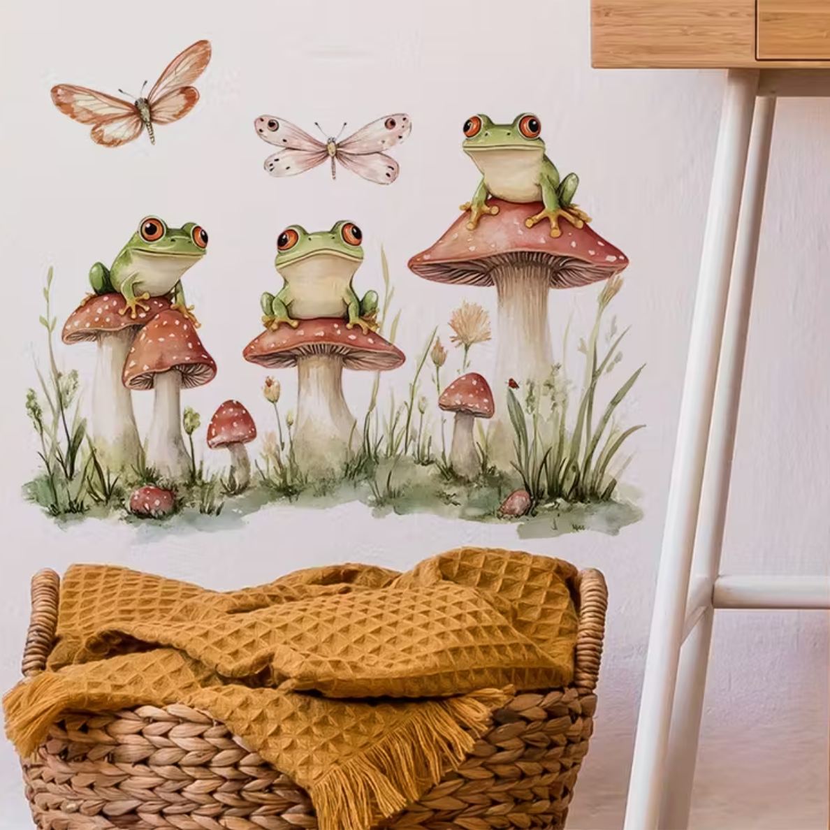 Muursticker 'Kikkers op Paddenstoelen'