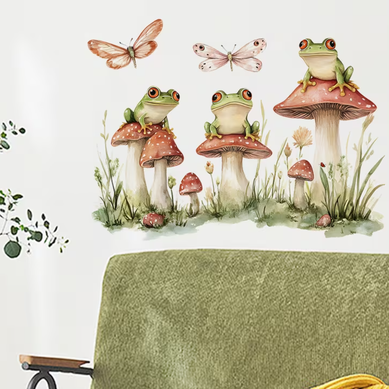 Muursticker 'Kikkers op Paddenstoelen'