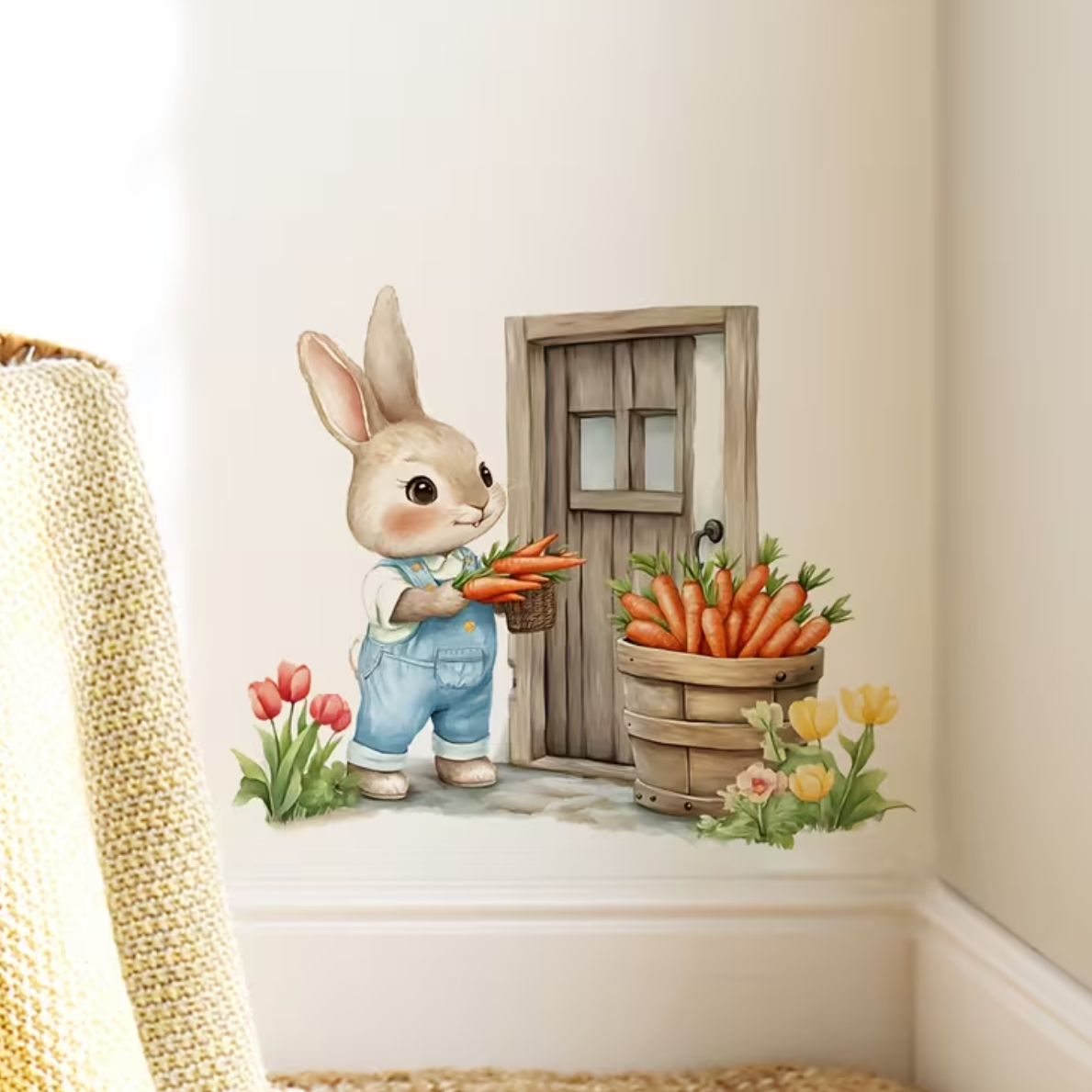 Muursticker 'Konijn met Wortels'
