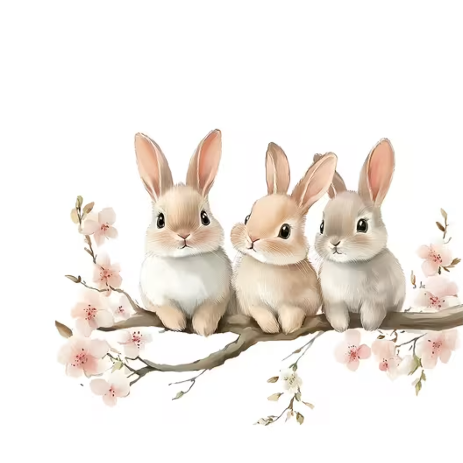 Muursticker 'Konijnen op Tak'