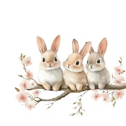 Muursticker 'Konijnen op Tak'