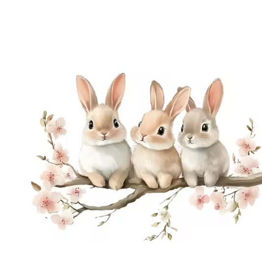 Muursticker 'Konijnen op Tak'