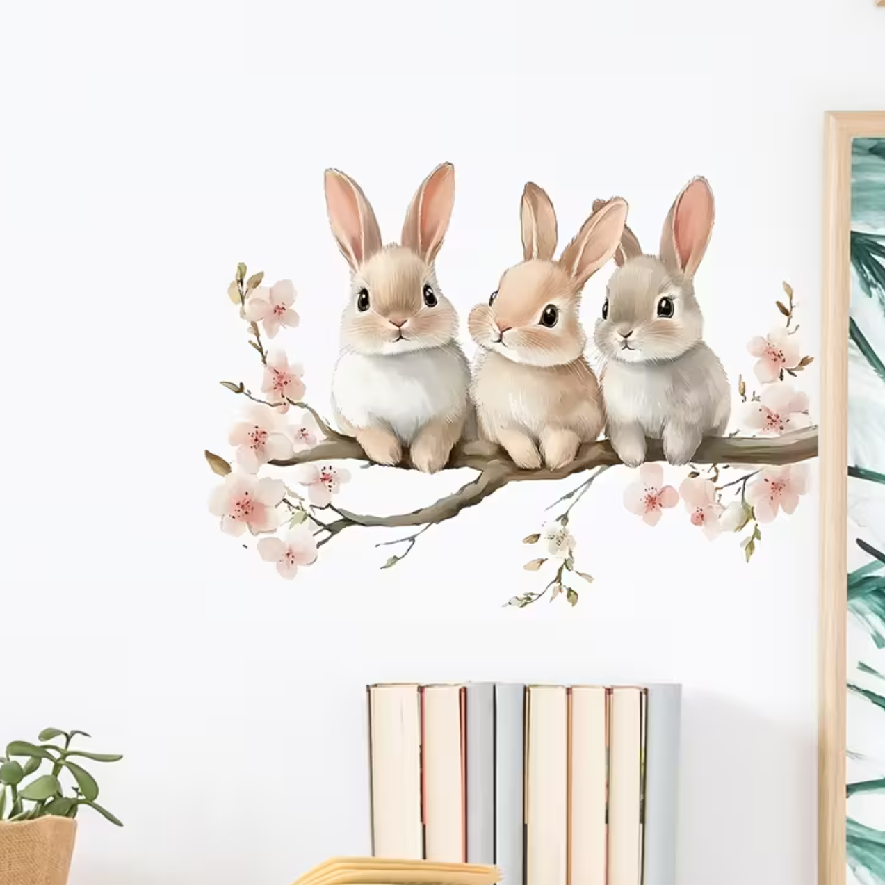 Muursticker 'Konijnen op Tak'