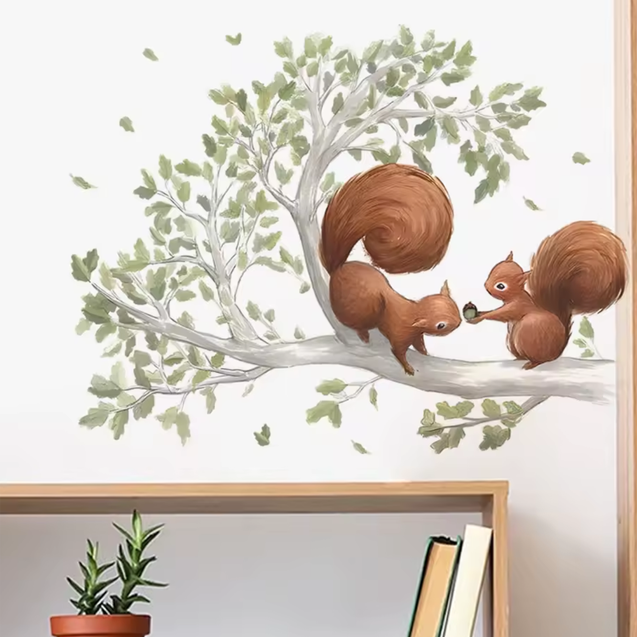 Muursticker 'Eekhoorns in Boom'