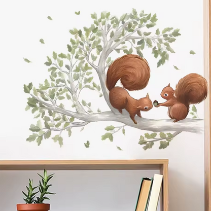 Muursticker 'Eekhoorns in Boom'