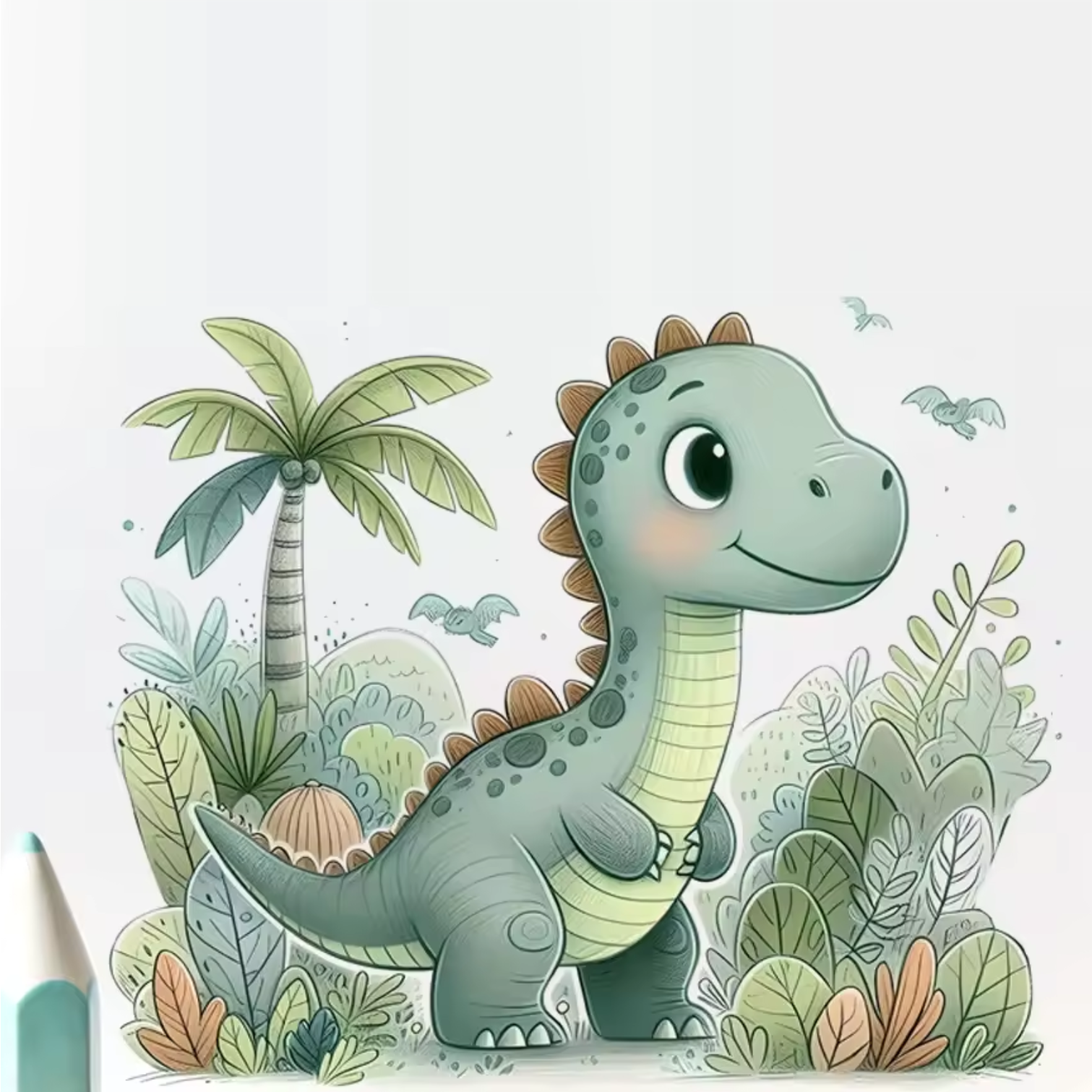 Muursticker 'Cartoon Dino'