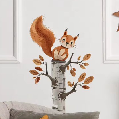 Muursticker 'Eekhoorn op Boom'