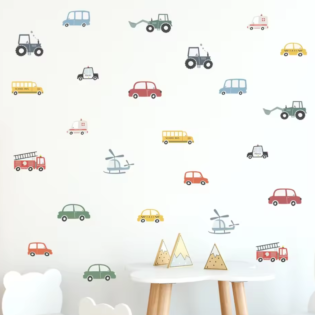 Muursticker 'Voertuigen & Helicopters'