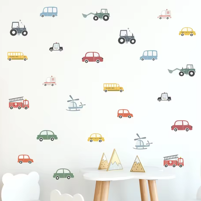 Muursticker 'Voertuigen & Helicopters'