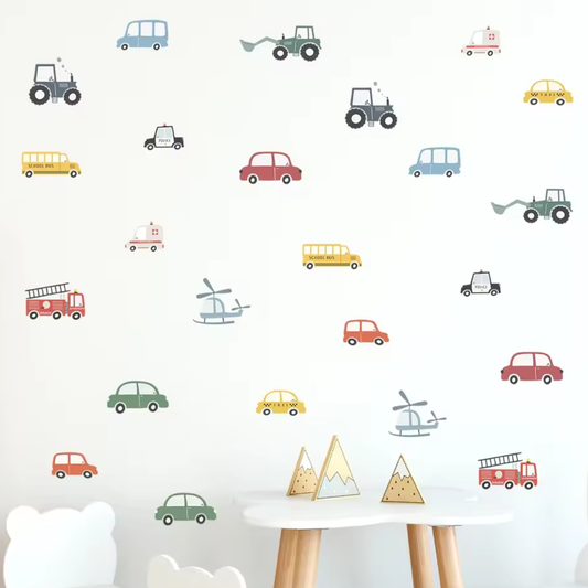 Muursticker 'Voertuigen & Helicopters'