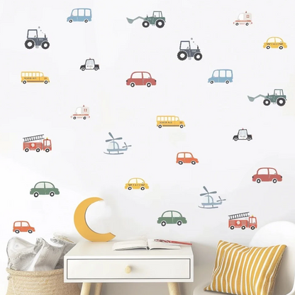 Muursticker 'Voertuigen & Helicopters'