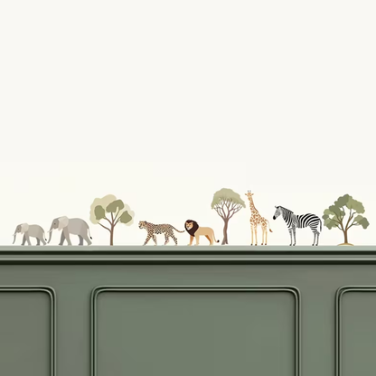Muursticker 'Afrikaanse Dieren op Rij'