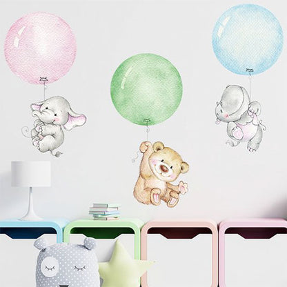 Muursticker 'Beer, Olifant Nijlpaard'