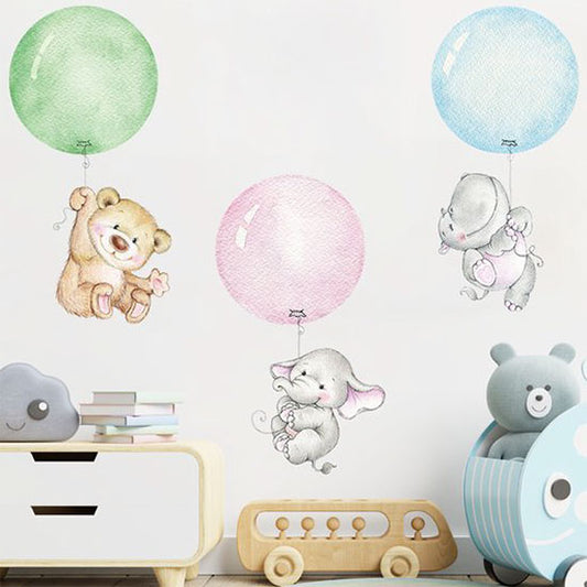 Muursticker 'Beer, Olifant Nijlpaard'